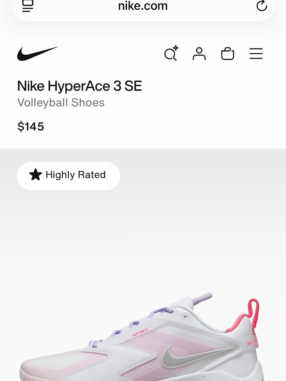 Nike AIRZOOM HyperAce 3 SE Women's White Athletic Sneakers with Pink Accents - Picture 8 of 10